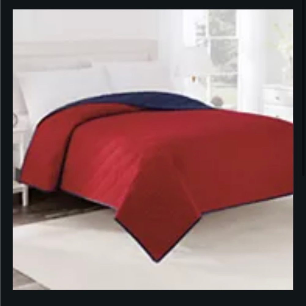 Martex Reversible Coverlet RED NAVY TWIN SIZE QUILT